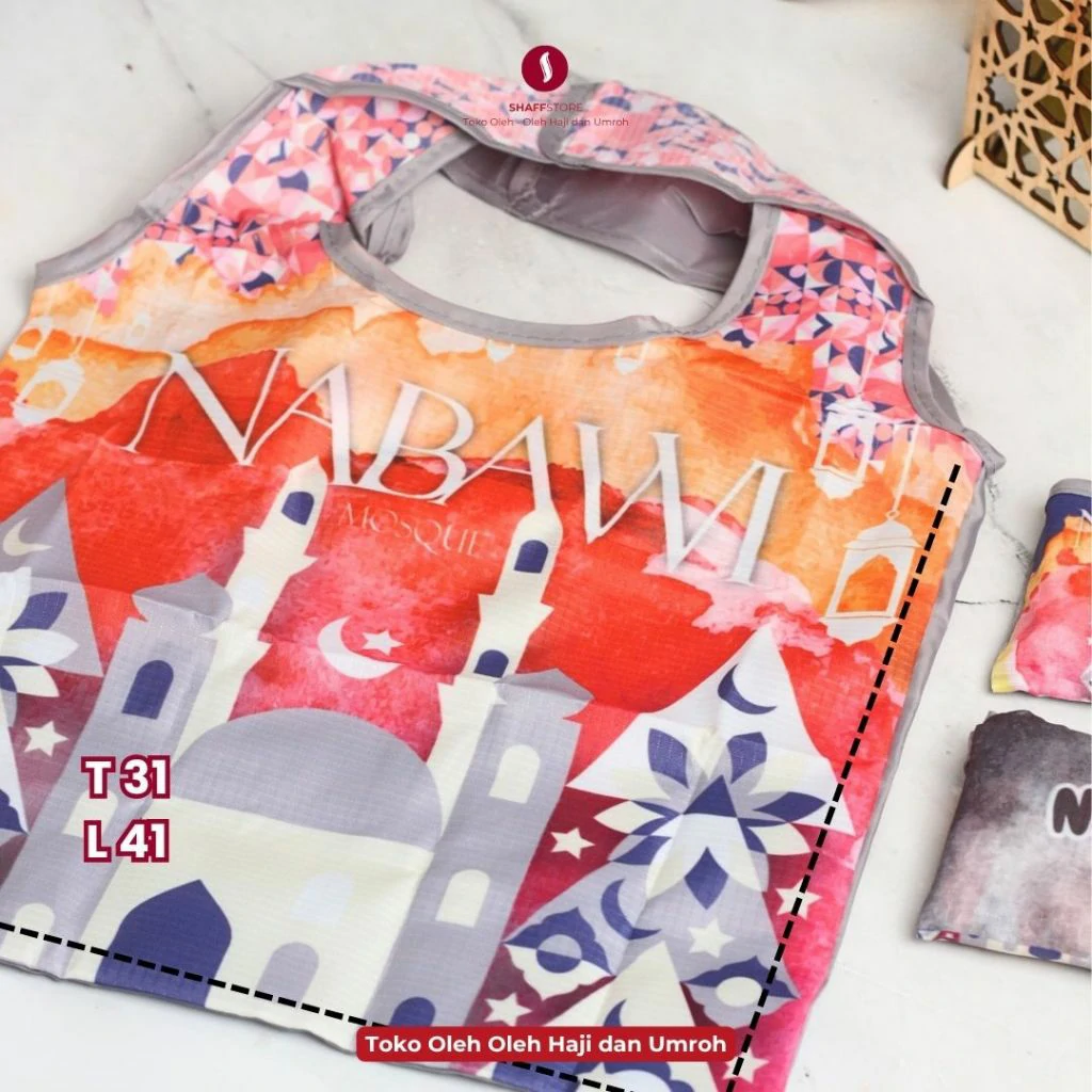 Tas Belanja Lipat Souvenir Oleh Oleh Umroh NABAWI MERAH - Image 8