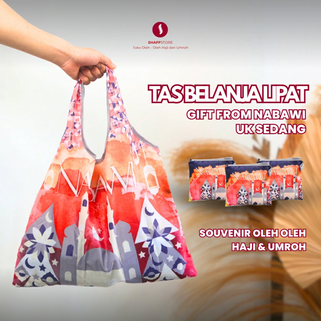 Tas Belanja Lipat Souvenir Oleh Oleh Umroh NABAWI MERAH - Image 9