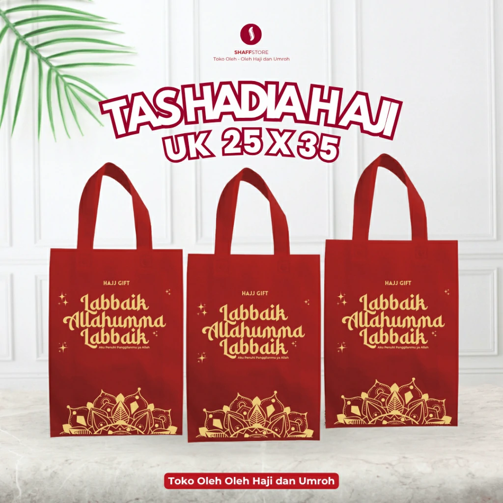Shaftstore Tas hadiah HAJI souvenir oleh oleh HAJI LABBAIK UK 25x35 - Image 3