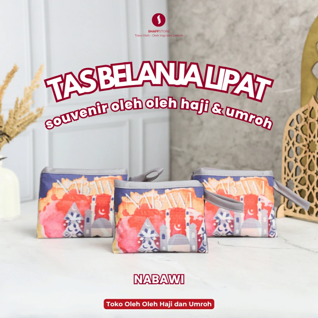 Tas Belanja Lipat Souvenir Oleh Oleh Umroh NABAWI MERAH - Image 2