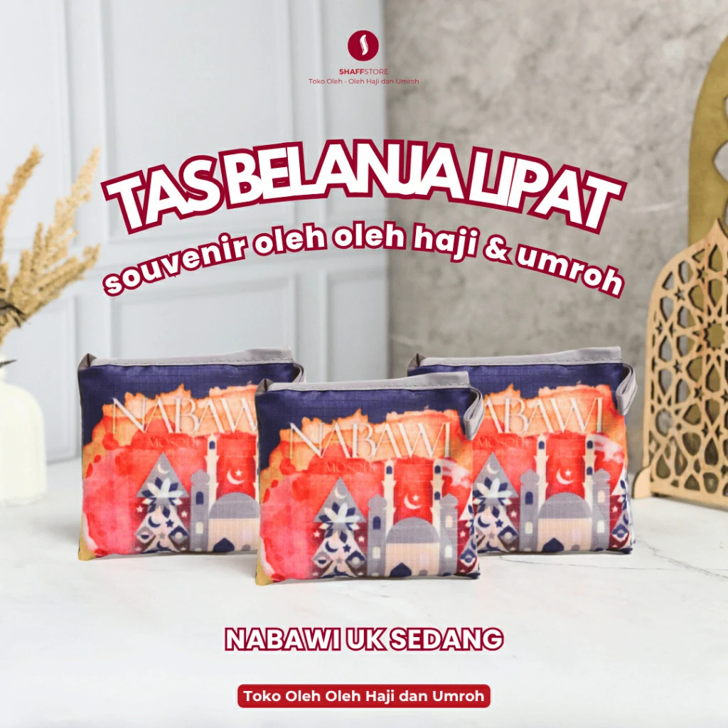 Tas Belanja Lipat Souvenir Oleh Oleh Umroh NABAWI MERAH - Image 7
