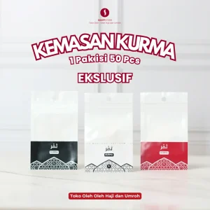 Kemasan Kurma Ekslusif Oleh oleh Umroh Kemasan Tanpa isi hanya Plastik 1 Pak Isi 50 Pcs