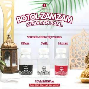 Botol Kosong 80ml untuk Air Zamzam Oleh-Oleh Umroh 1 Pak isi 50 pcs