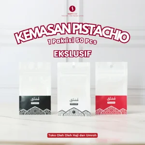 Kemasan Pistachio Ekslusif Oleh oleh Umroh Kemasan Tanpa Isi Hanya Plastik 1 Pak isi 50 pcs